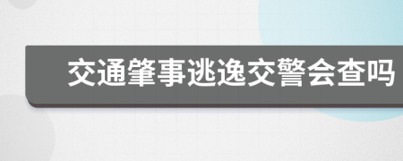 交通肇事逃逸交警会查吗