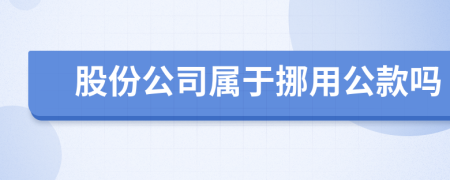 股份公司属于挪用公款吗