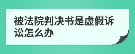 被法院判决书是虚假诉讼怎么办