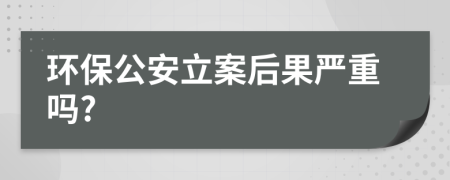 环保公安立案后果严重吗?