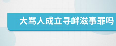 大骂人成立寻衅滋事罪吗