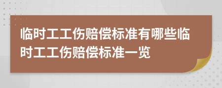 临时工工伤赔偿标准有哪些临时工工伤赔偿标准一览