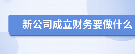 新公司成立财务要做什么