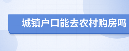 城镇户口能去农村购房吗