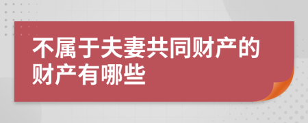 不属于夫妻共同财产的财产有哪些