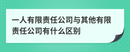 一人有限责任公司与其他有限责任公司有什么区别