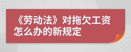 《劳动法》对拖欠工资怎么办的新规定