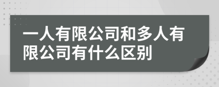 一人有限公司和多人有限公司有什么区别