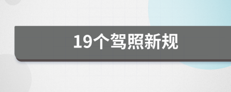 19个驾照新规