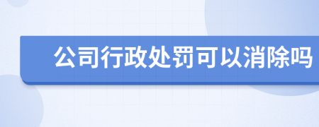 公司行政处罚可以消除吗