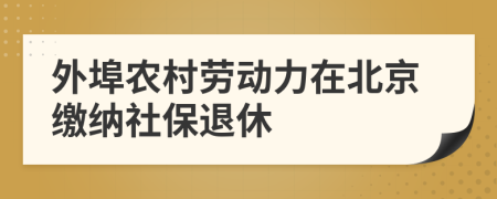 外埠农村劳动力在北京缴纳社保退休