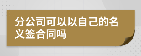 分公司可以以自己的名义签合同吗