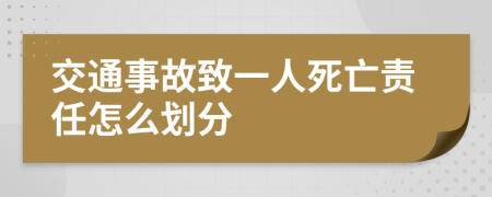 交通事故致一人死亡责任怎么划分