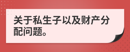 关于私生子以及财产分配问题。