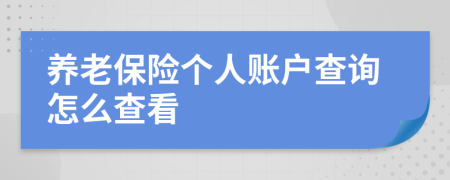 养老保险个人账户查询怎么查看