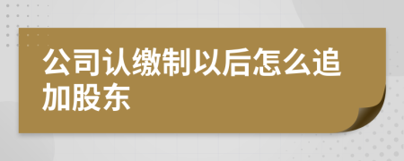 公司认缴制以后怎么追加股东