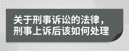 关于刑事诉讼的法律，刑事上诉后该如何处理