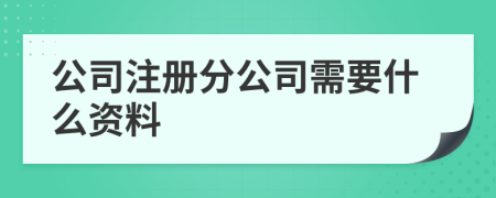 公司注册分公司需要什么资料