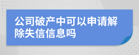 公司破产中可以申请解除失信信息吗