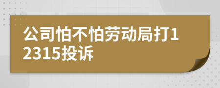 公司怕不怕劳动局打12315投诉