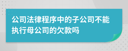 公司法律程序中的子公司不能执行母公司的欠款吗