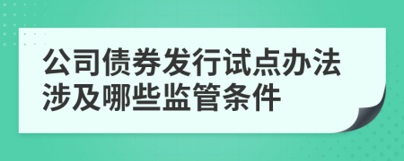 公司债券发行试点办法涉及哪些监管条件