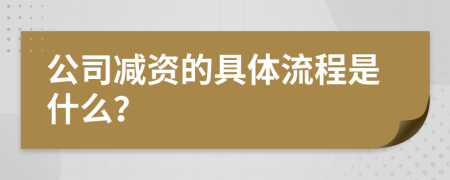 公司减资的具体流程是什么？