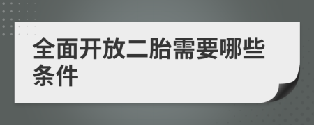 全面开放二胎需要哪些条件