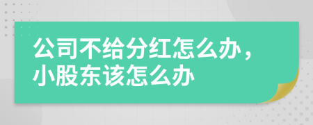 公司不给分红怎么办，小股东该怎么办