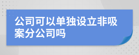 公司可以单独设立非吸案分公司吗