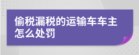 偷税漏税的运输车车主怎么处罚