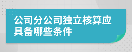 公司分公司独立核算应具备哪些条件