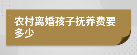 农村离婚孩子抚养费要多少