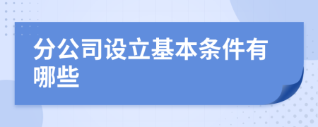 分公司设立基本条件有哪些