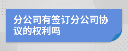 分公司有签订分公司协议的权利吗