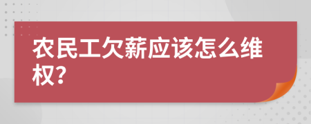 农民工欠薪应该怎么维权？