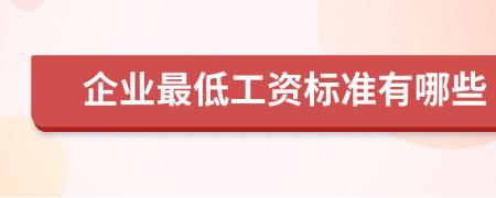 企业最低工资标准有哪些