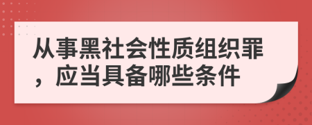 从事黑社会性质组织罪，应当具备哪些条件