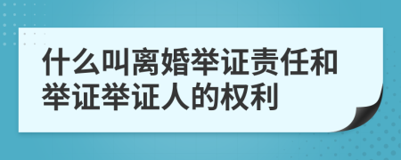 什么叫离婚举证责任和举证举证人的权利