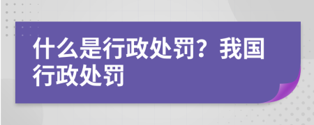 什么是行政处罚？我国行政处罚