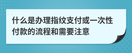 什么是办理指纹支付或一次性付款的流程和需要注意