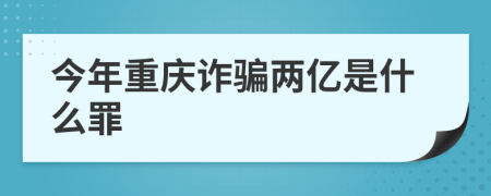 今年重庆诈骗两亿是什么罪