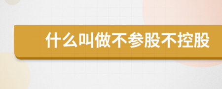 什么叫做不参股不控股