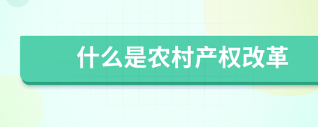 什么是农村产权改革