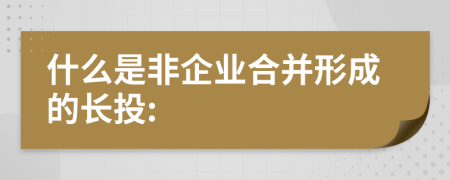 什么是非企业合并形成的长投: