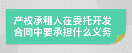 产权承租人在委托开发合同中要承担什么义务