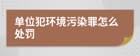 单位犯环境污染罪怎么处罚