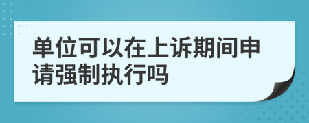 单位可以在上诉期间申请强制执行吗