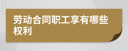 劳动合同职工享有哪些权利