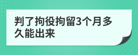 判了拘役拘留3个月多久能出来